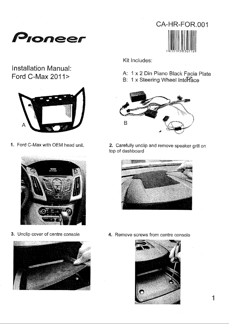 Page n°1 - Manuel utilisateur Pioneer CA-HR-FOR.001