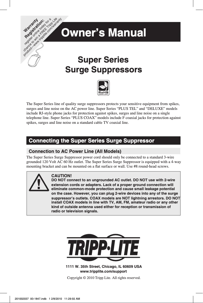 Page 1 de la notice Manuel utilisateur Tripp Lite TR-6FM