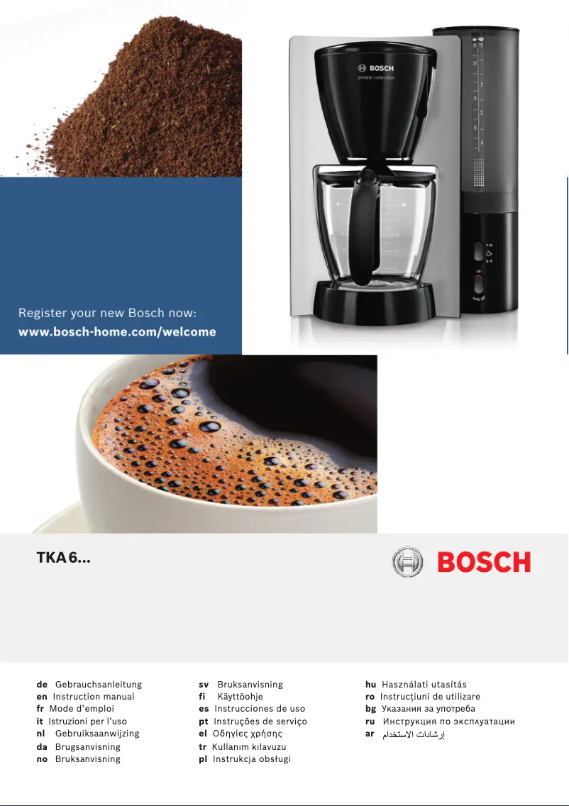 Page 1 de la notice Manuel utilisateur Bosch TKA6643