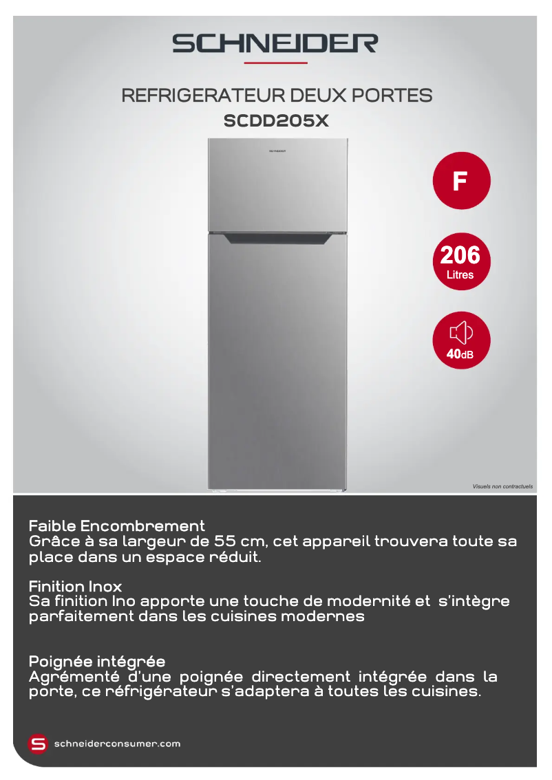 Page 1 de la notice Fiche technique Schneider SCDD205X