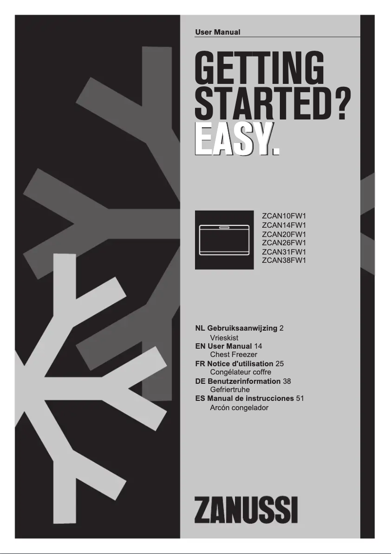 Page 1 de la notice Manuel utilisateur Zanussi ZCAN26FW1
