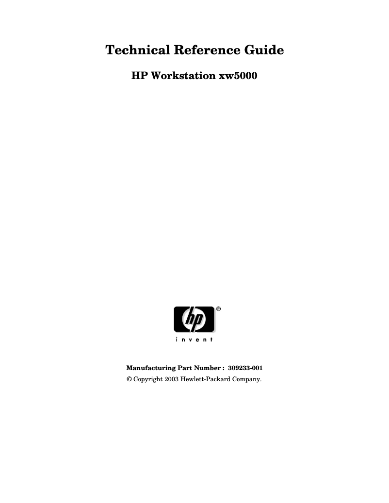 Page 1 de la notice Manuel utilisateur HP xw5000