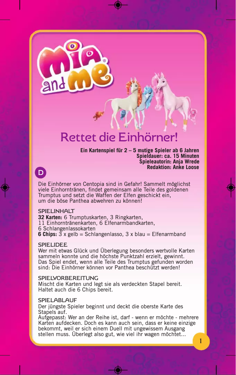 Page 1 de la notice Manuel utilisateur Schmidt Mia and me