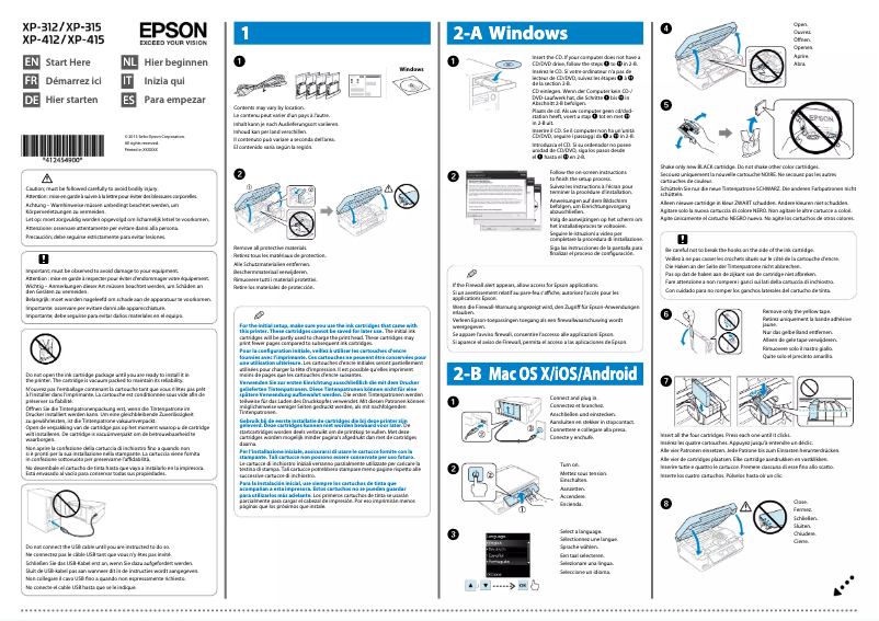 Page n°1 - Guide d'installation Epson XP-312 Expression Home