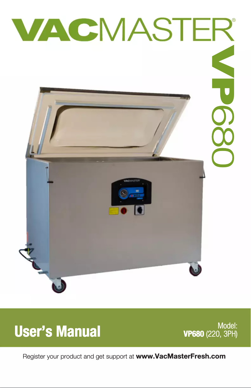 Page 1 de la notice Manuel utilisateur Vacmaster VP680