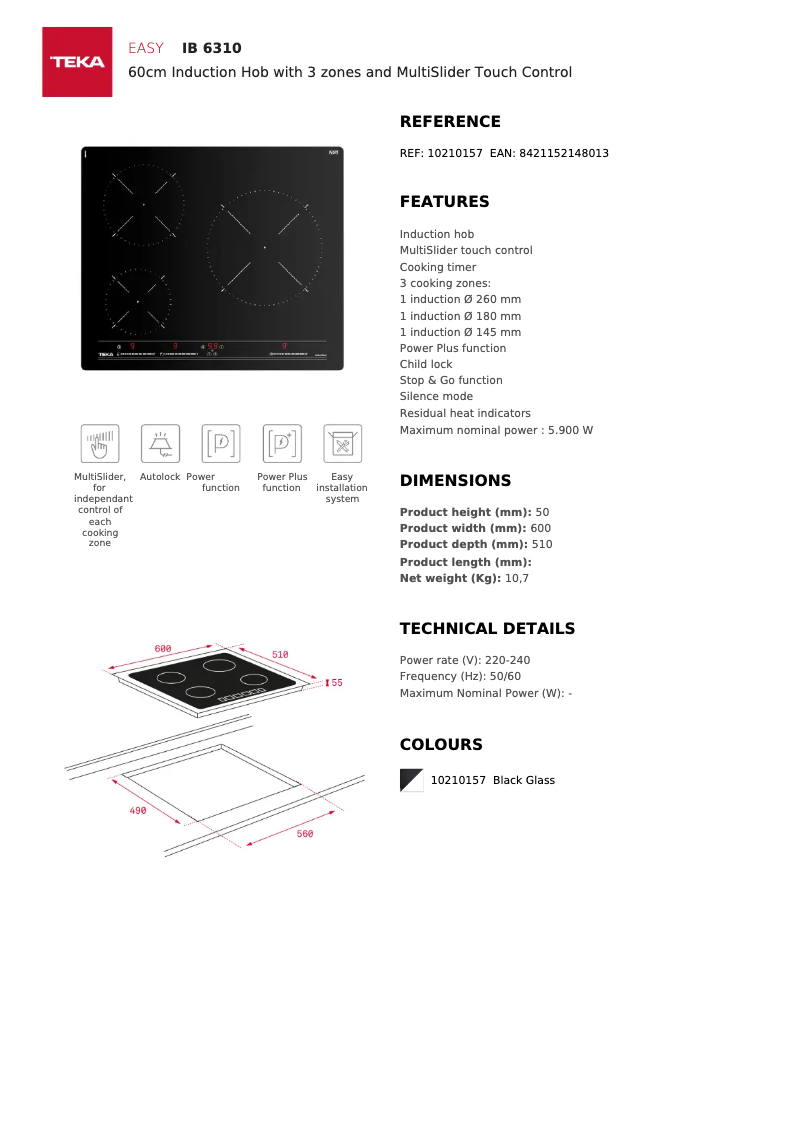 Page n°1 - Fiche technique Teka IB 6310