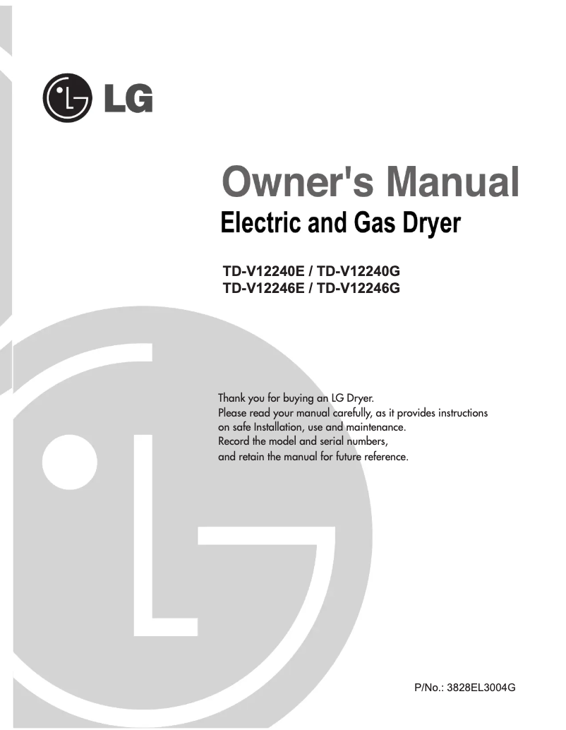 Page 1 de la notice Manuel utilisateur LG TD-V12240G