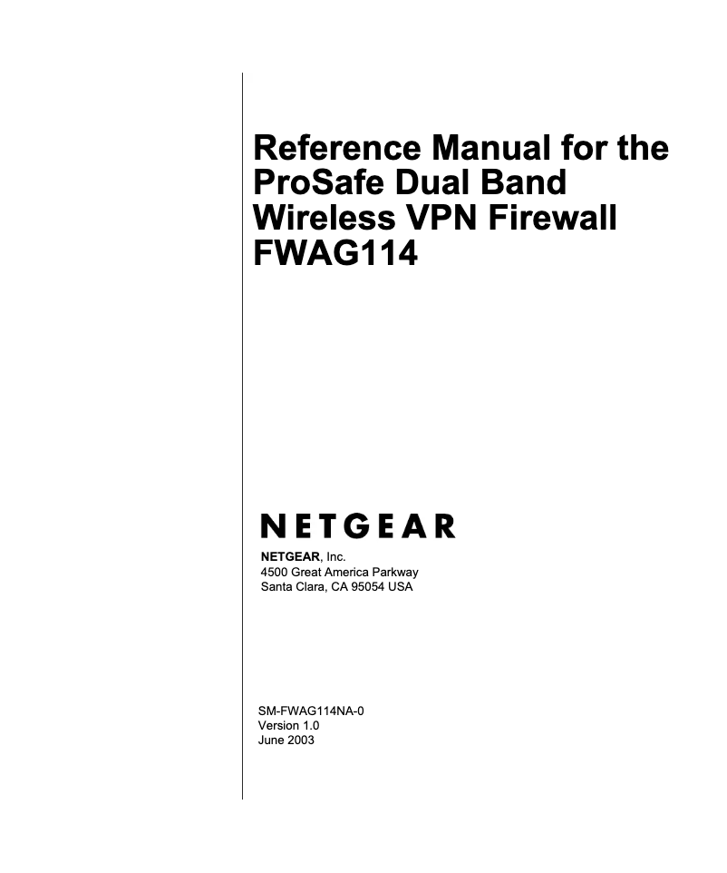 Page 1 de la notice Manuel utilisateur Netgear FWAG114