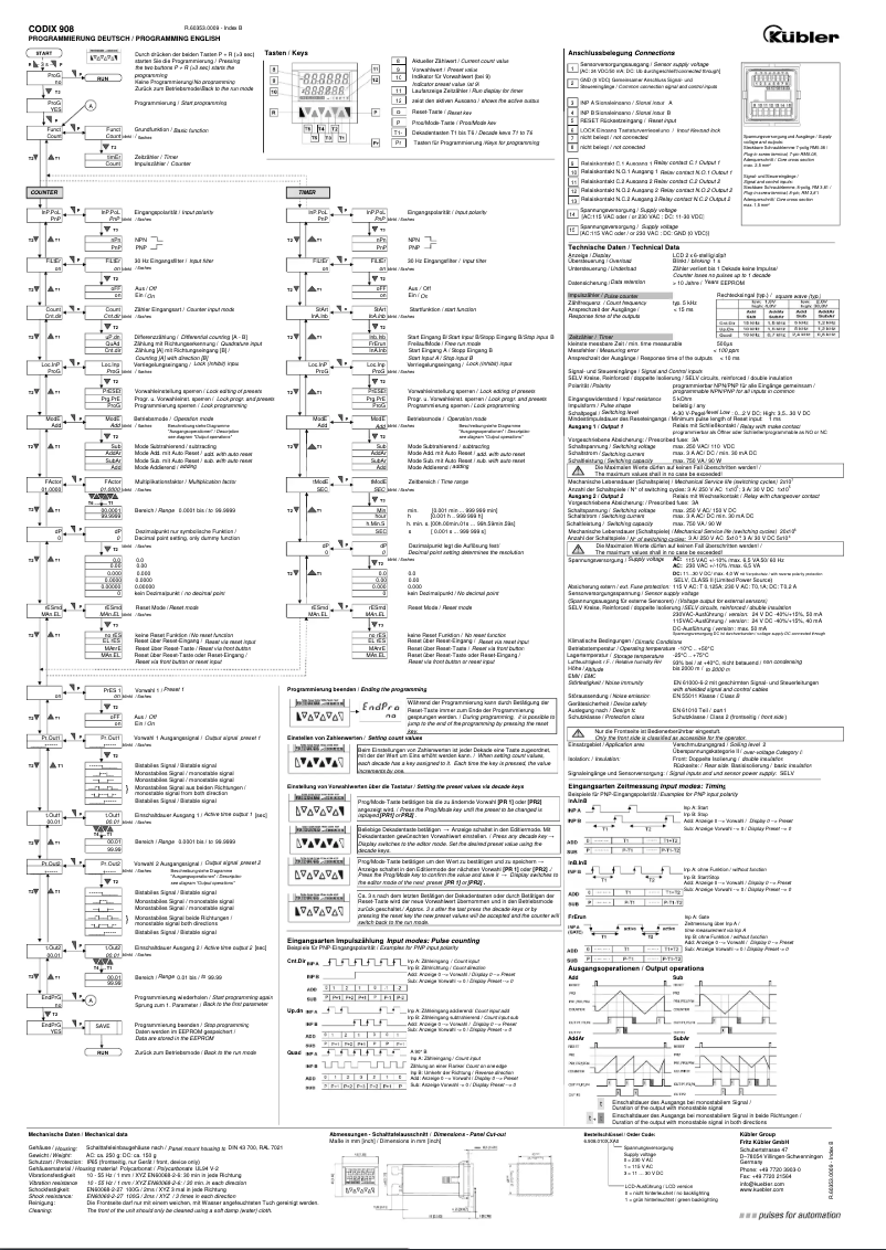 Page n°1 - Manuel utilisateur Kübler Codix 908