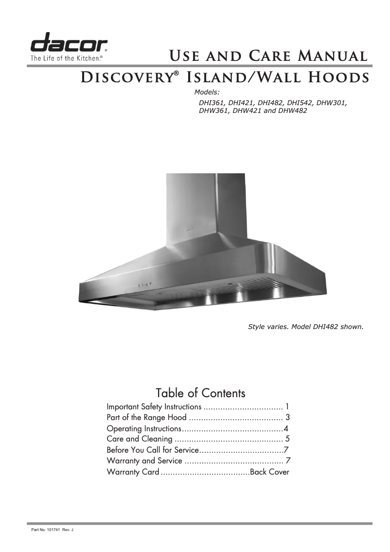 Page n°1 - Manuel utilisateur Dacor DHI542