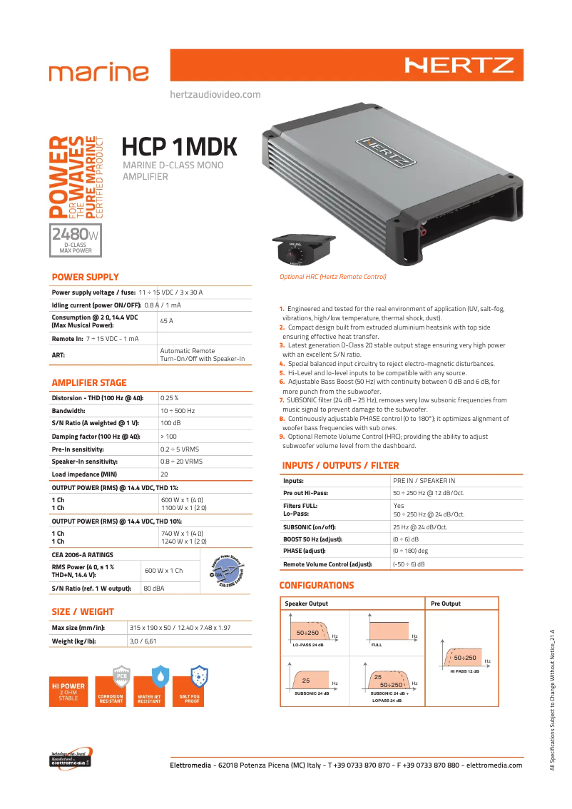 Page n°1 - Fiche technique Hertz HCP 1MDK