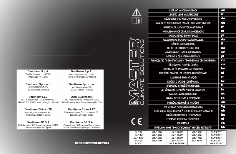 Page 1 de la notice Manuel utilisateur Master BLP 73M