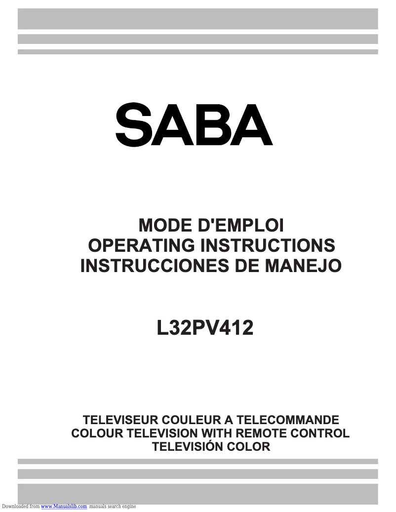 Page n°1 - Manuel utilisateur Saba L32PV412