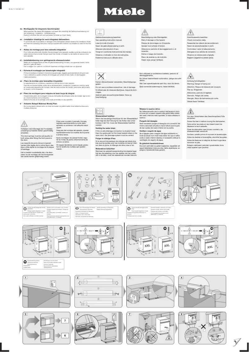 Page 1 de la notice Guide d'installation Miele G 7200 SCi