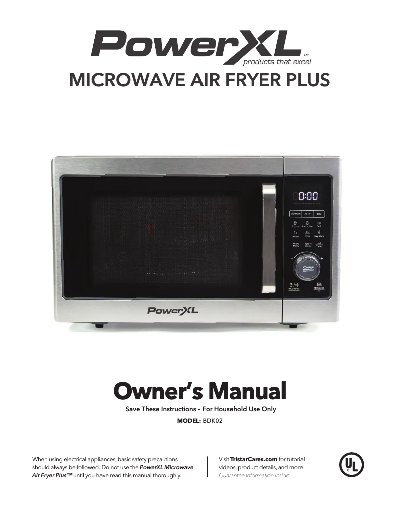 Image de la première page du manuel de l'appareil Microwave Air Fryer Plus BDK02