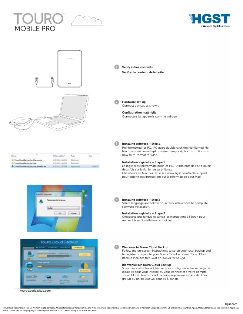 Page n°1 - Manuel utilisateur HGST Touro Mobile Pro
