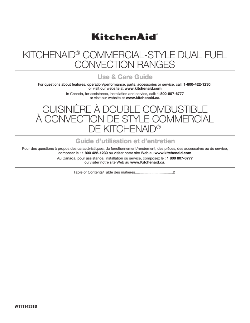 Page 1 de la notice Manuel utilisateur KitchenAid KFDC558JSS