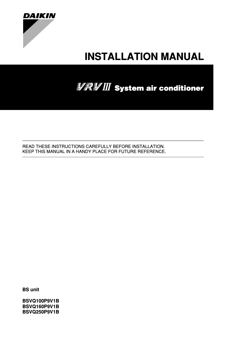 Página 1 del manual Manual de usuario Daikin BSVQ100P9V1B