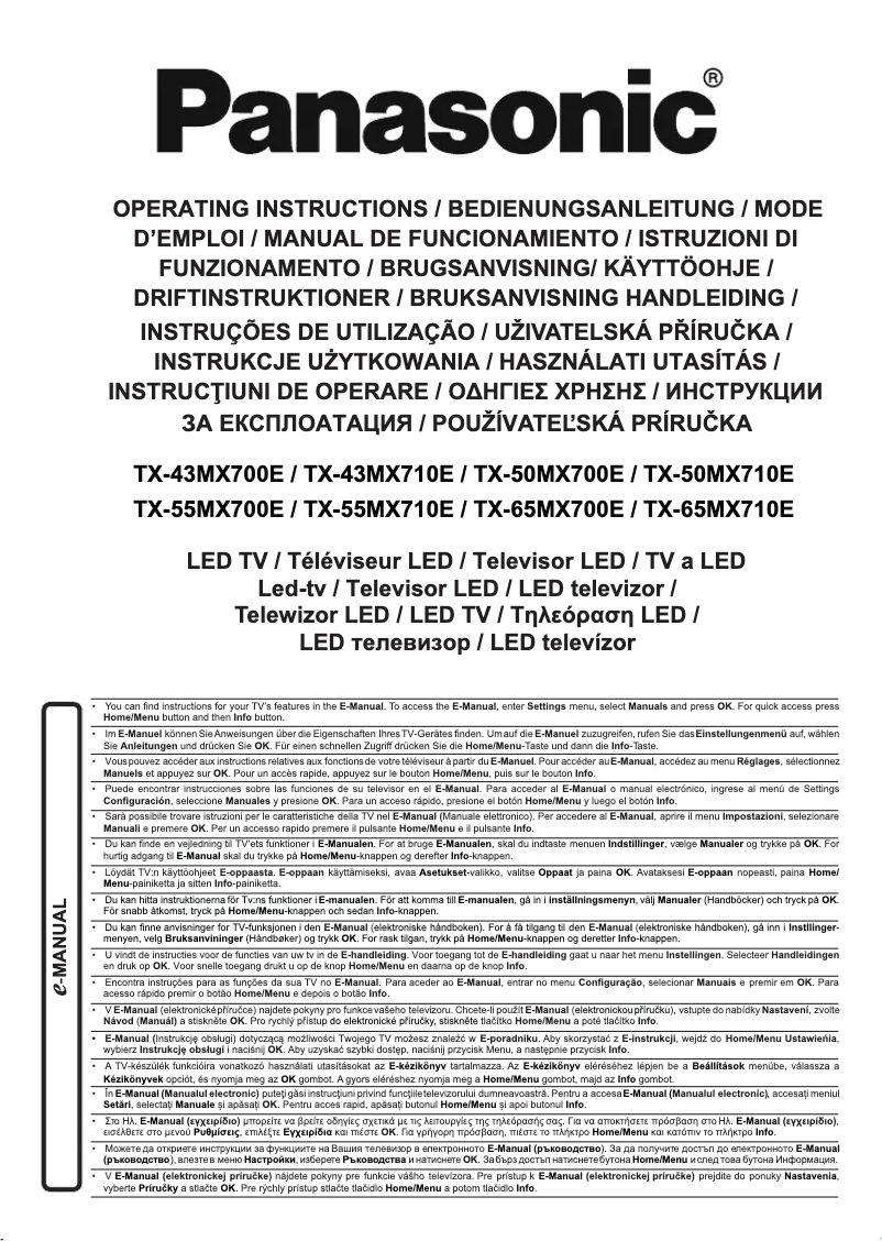 Image de la première page du manuel de l'appareil TX-50MX700E