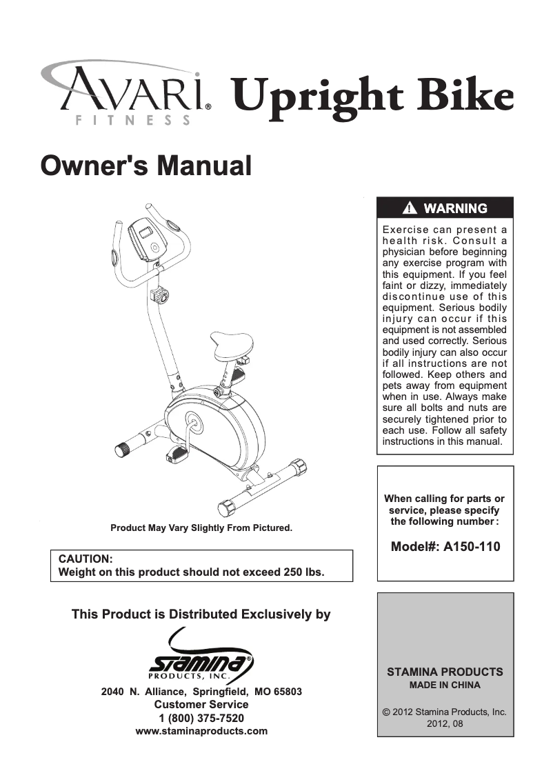 Image de la première page du manuel de l'appareil Avari U110