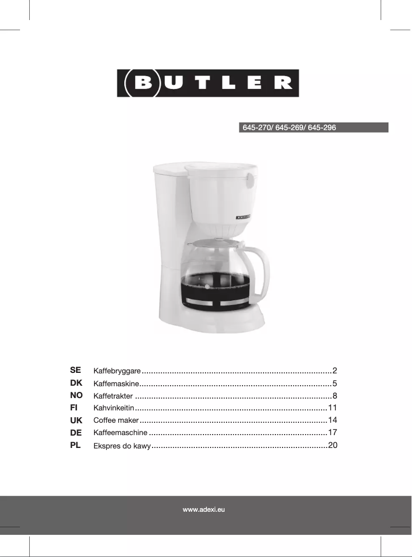 Page n°1 - Manuel utilisateur Butler 645-269