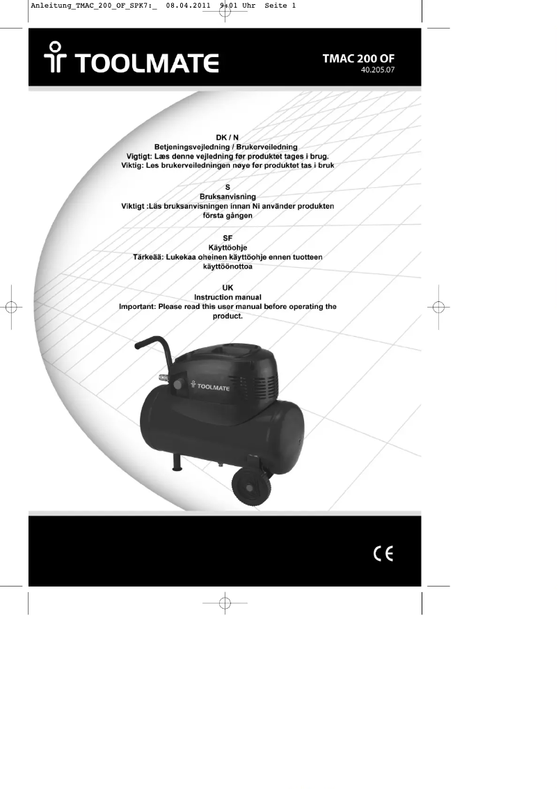 Page 1 de la notice Manuel utilisateur TOOLMATE TMAC 200 OF