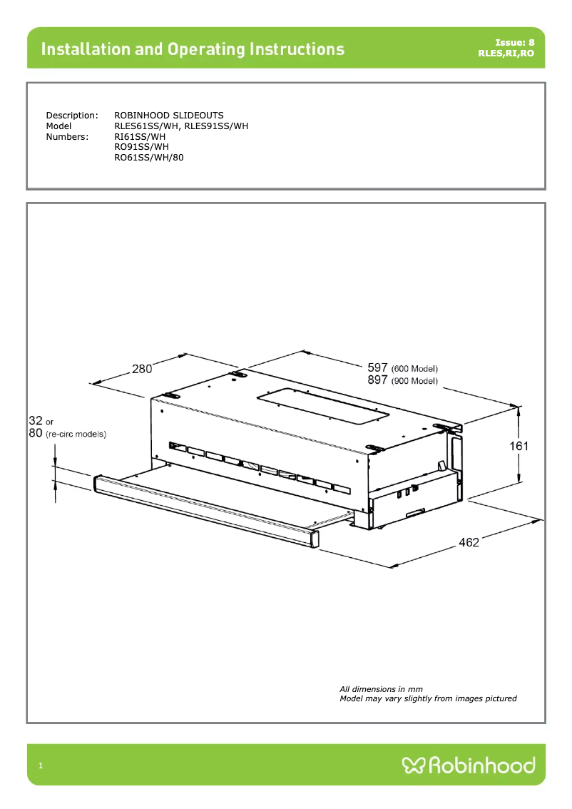 Page n°1 - Manuel utilisateur Robinhood RLES91SS/WH