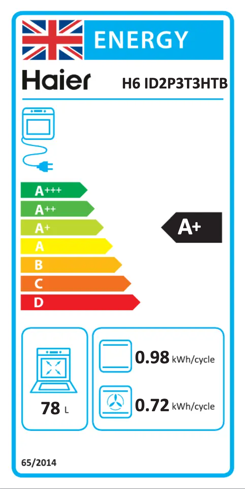 Page 1 de la notice Label énergétique Haier H6 ID2P3T3HTB