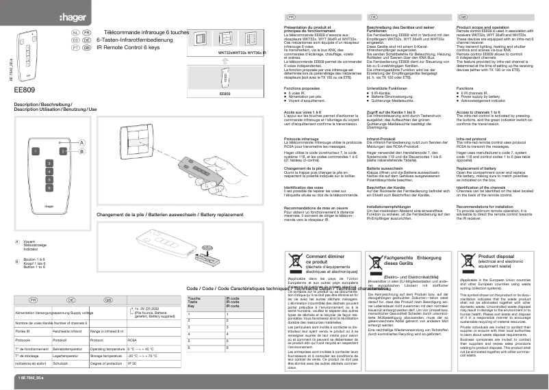 Page n°1 - Manuel utilisateur Hager EE809