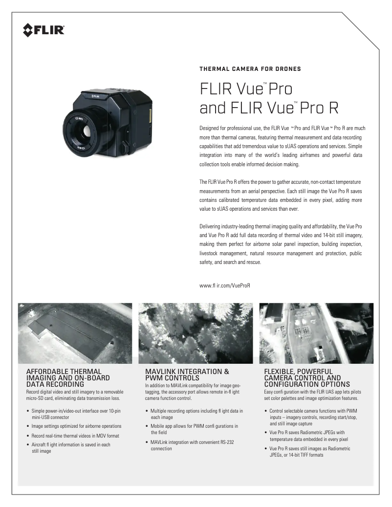 Page 1 de la notice Fiche technique FLIR Vue Pro R
