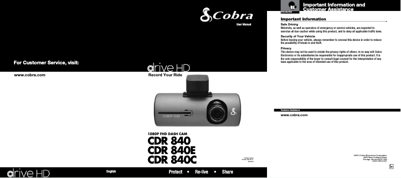 Page n°1 - Manuel utilisateur Cobra CDR 840C