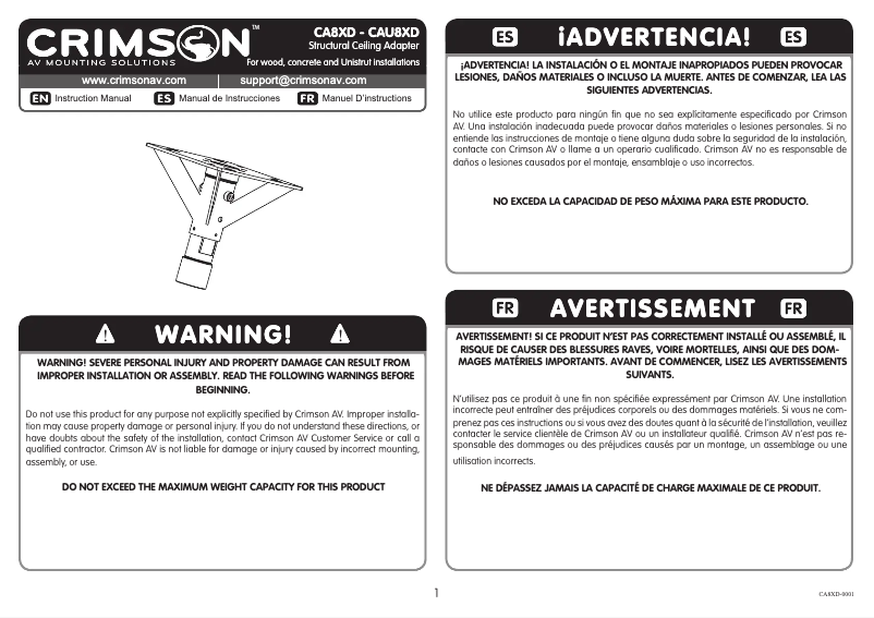 Page n°1 - Manuel utilisateur Crimson CA8XD