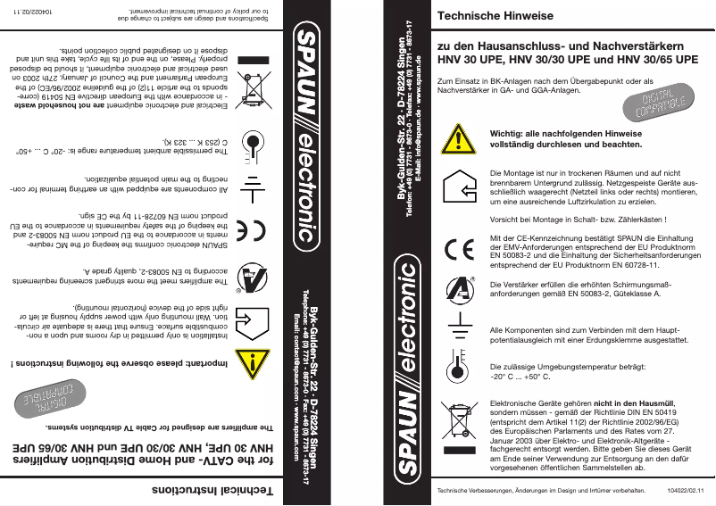 Página 1 del manual Manual de usuario Spaun HNV 30 UPE