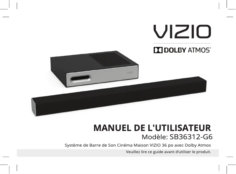Page 1 de la notice Manuel utilisateur VIZIO SB36312-G6