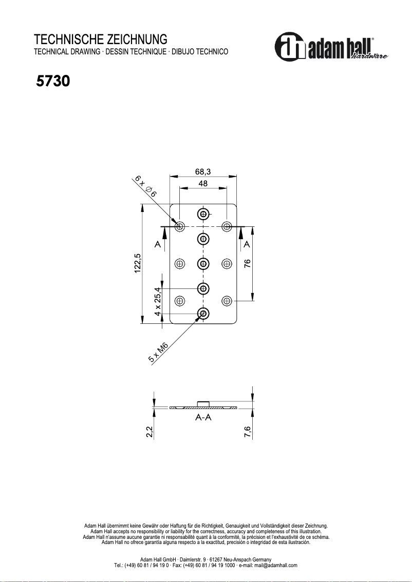 Page 1 de la notice Manuel utilisateur Adam Hall 5730
