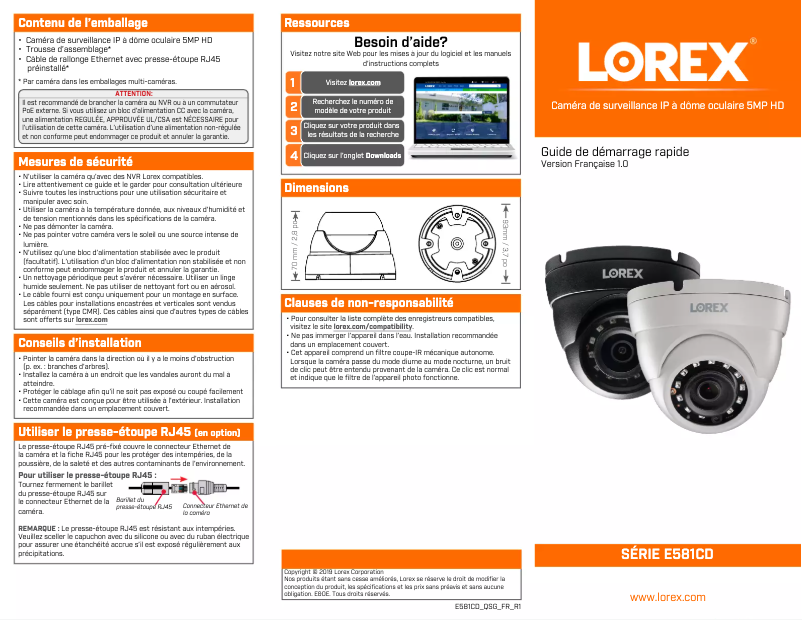 Página 1 del manual Guía de inicio rápido Lorex E581CDB