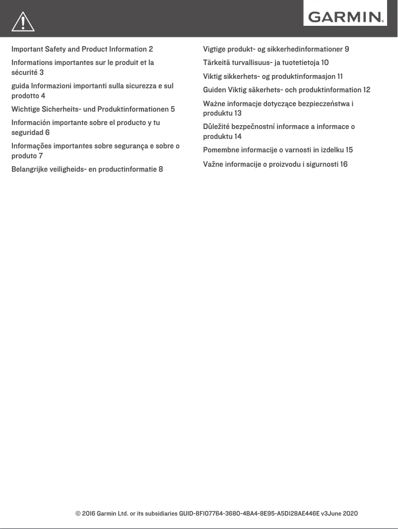 Page n°1 - Instructions de sécurité Garmin Edge Explore
