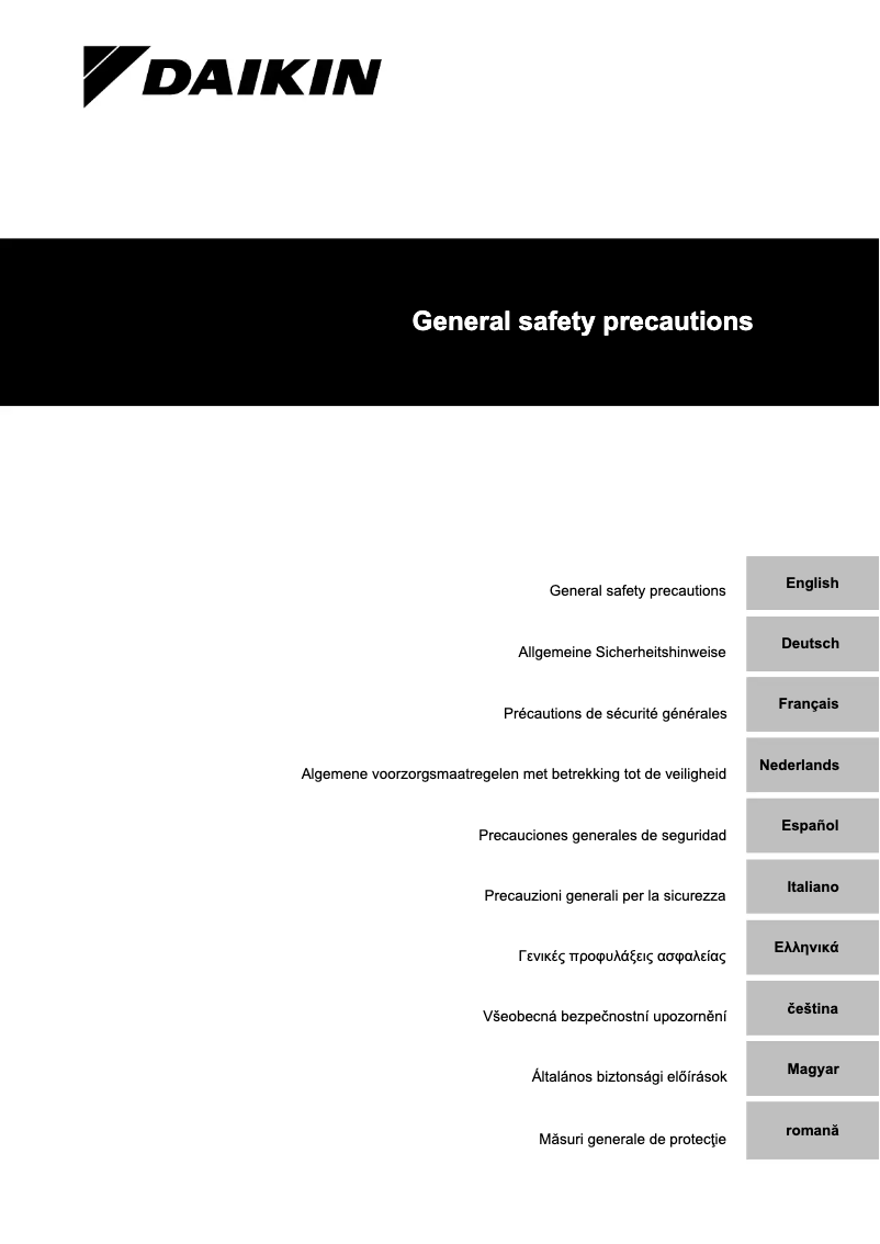 Page n°1 - Instructions de sécurité Daikin LRYEN10A7Y1