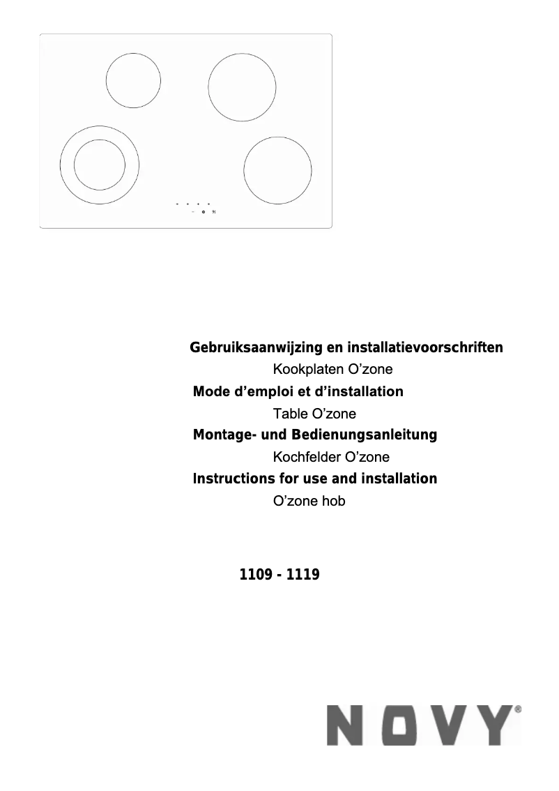 Page 1 de la notice Manuel utilisateur Novy O’zone 1119