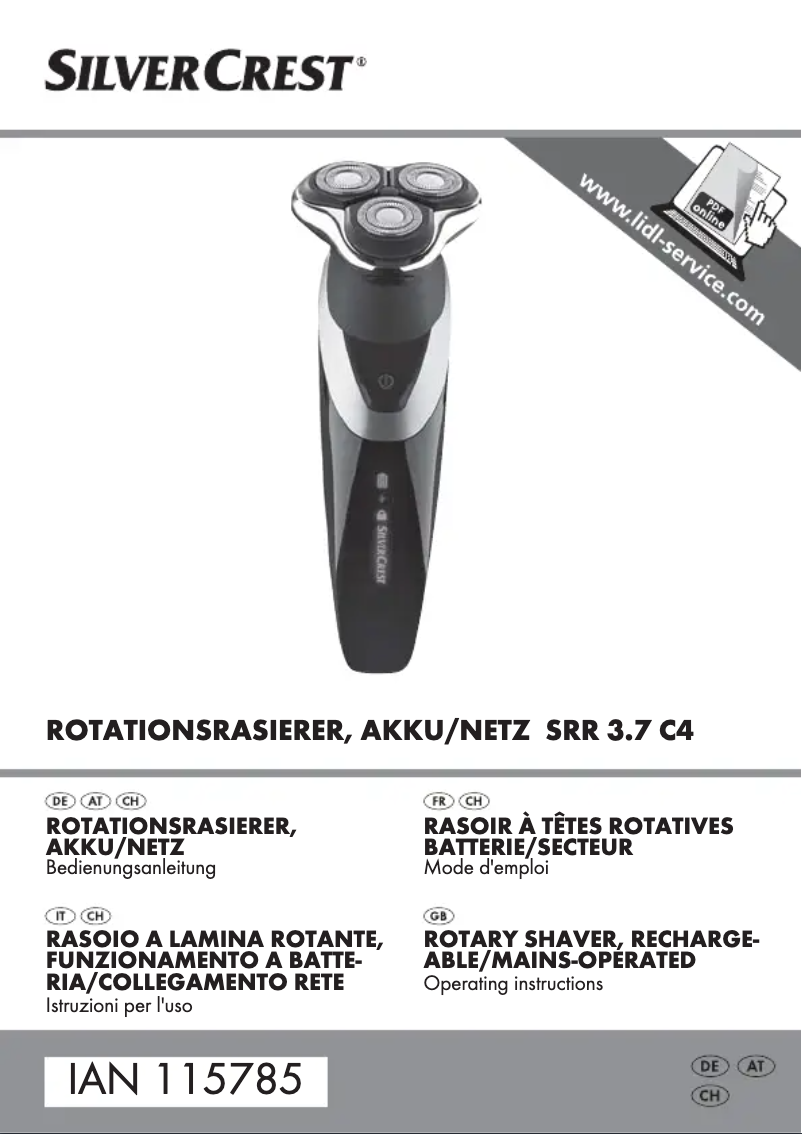 Page n°1 - Manuel utilisateur SilverCrest SRR 3.7 C4