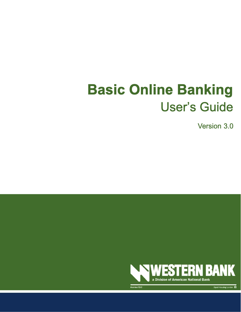 Page n°1 - Manuel utilisateur Western Bank Basic Online Banking 3.0
