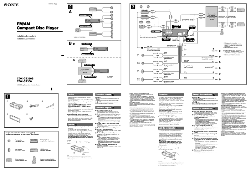 Page n°1 - Guide d'installation Sony CDX-GT300