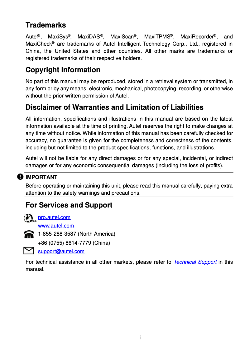 Page 1 de la notice Manuel utilisateur Autel MaxiSYS MS906 Pro