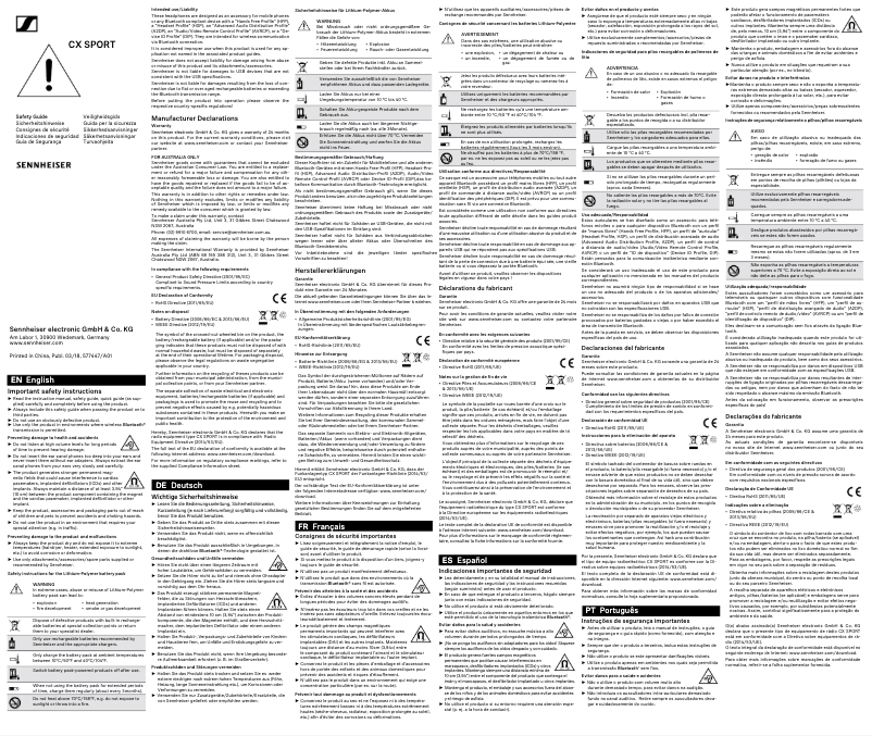 Page 1 de la notice Instructions de sécurité Sennheiser CX SPORT