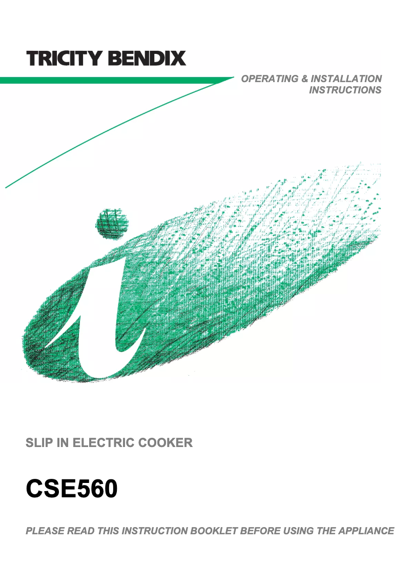Page n°1 - Manuel utilisateur Tricity Bendix CSE560BK
