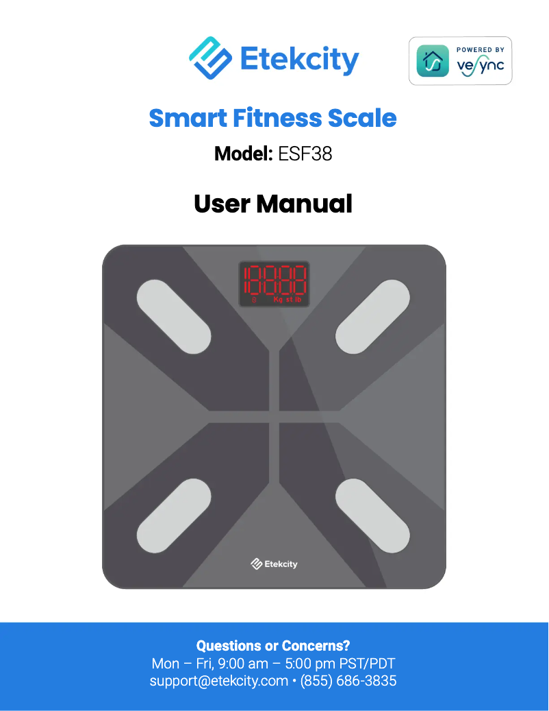 Page 1 de la notice Manuel utilisateur Etekcity ESF38