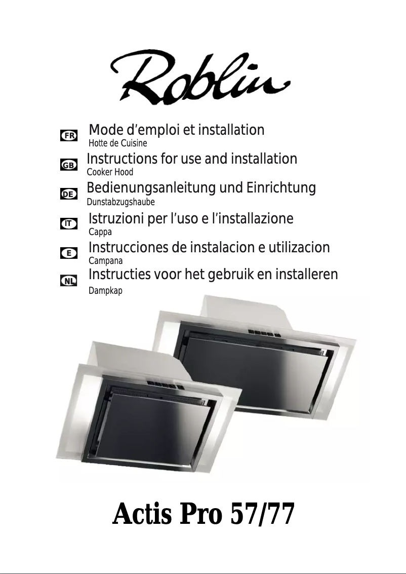 Page 1 de la notice Manuel utilisateur Roblin Actis Pro 77