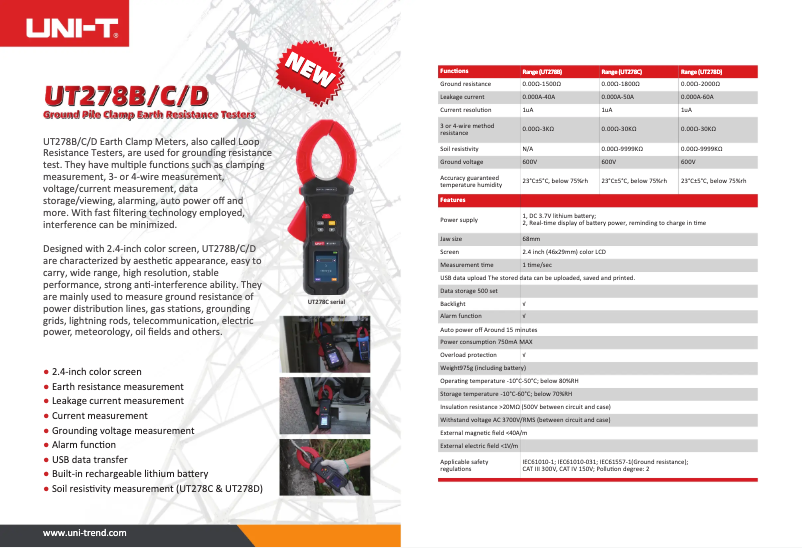 Page n°1 - Manuel utilisateur Uni-T UT278D