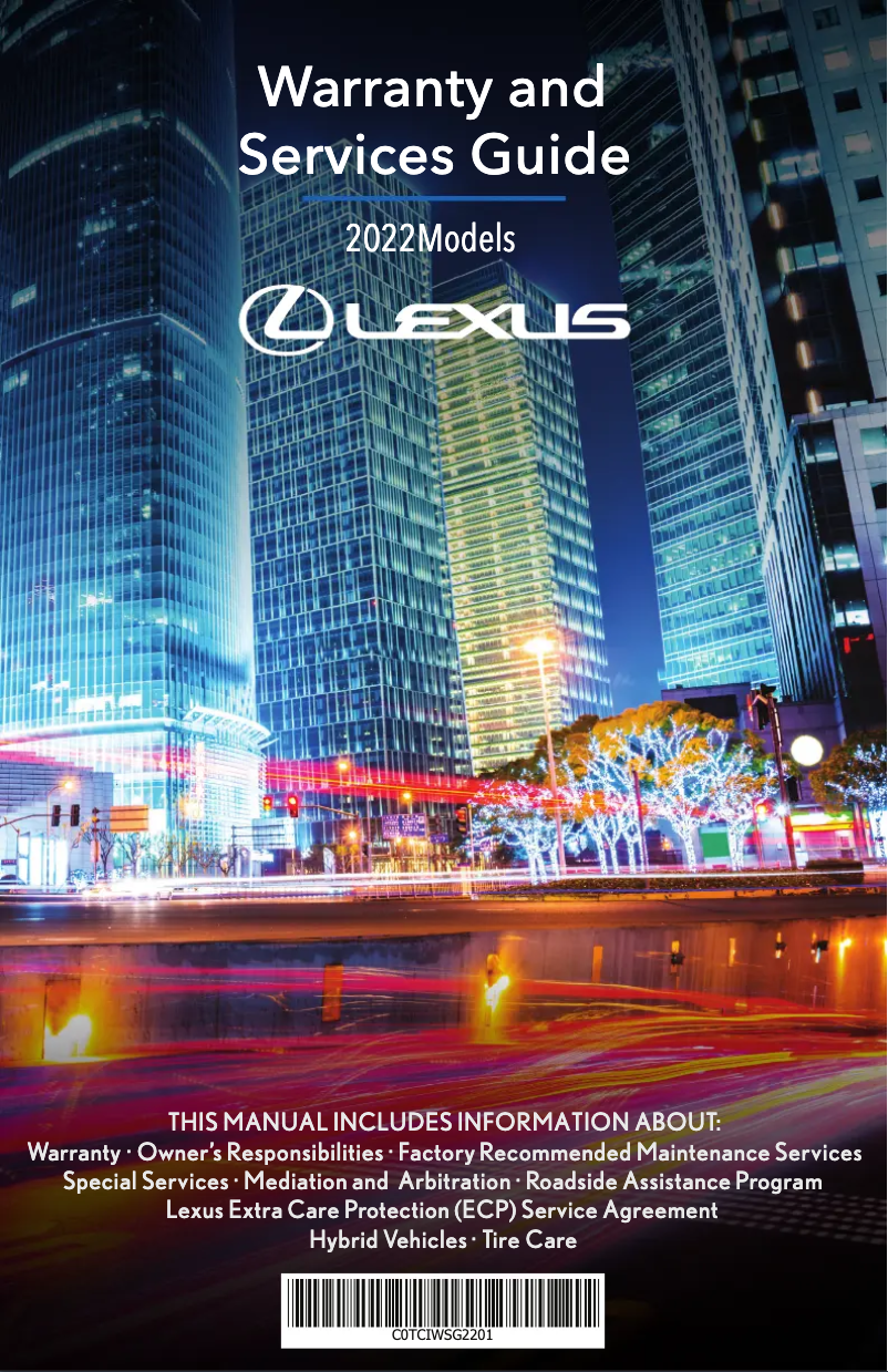 Página 1 del manual Información de garantía Lexus RX 450H (2022)