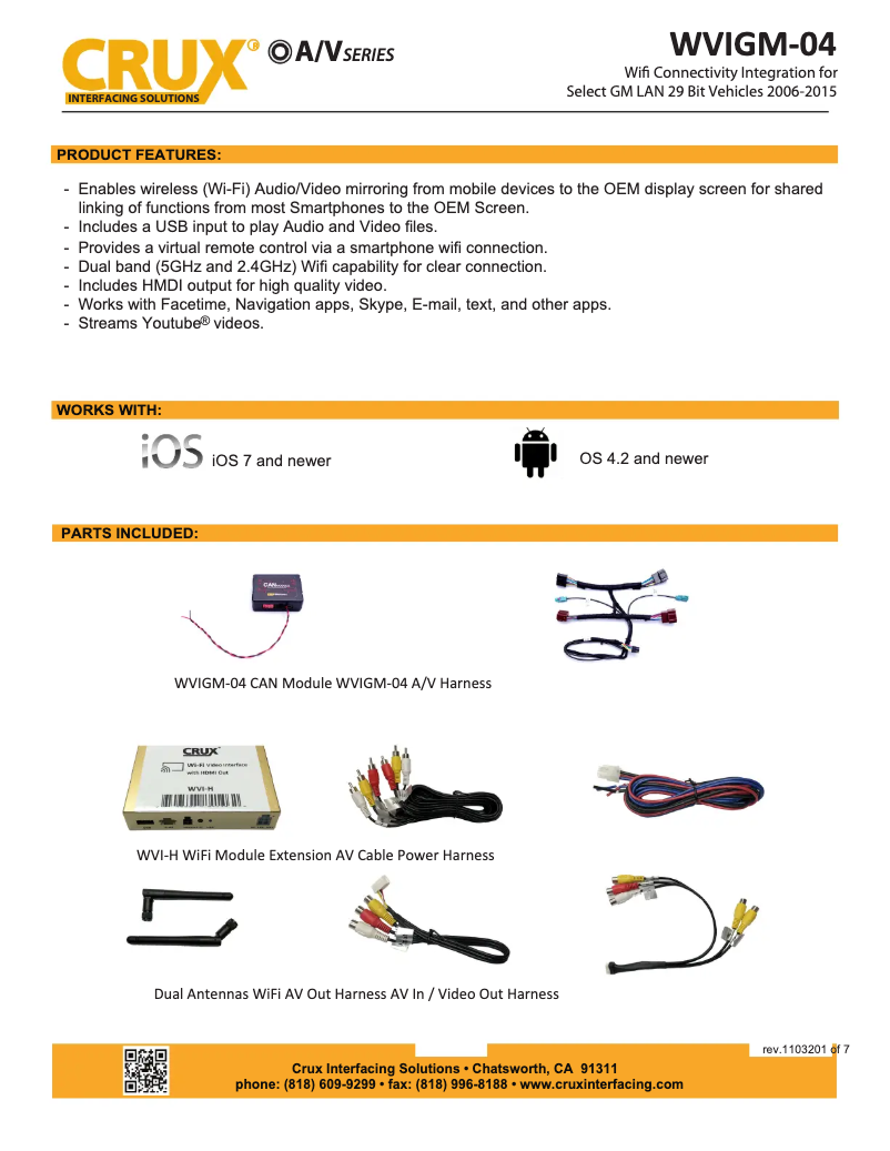 Page 1 de la notice Manuel utilisateur CRUX WVIGM-04